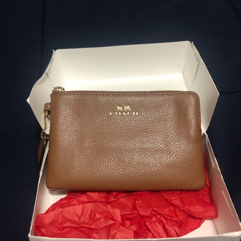 Classic Coach Leather Wristlet